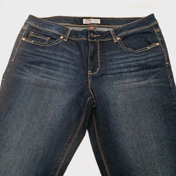 LEI Bootcut Jeans 15 Jr Plus Dark Denim Ashley Low rise Flare Indigo Vtg Y2k - Picture 3 of 11